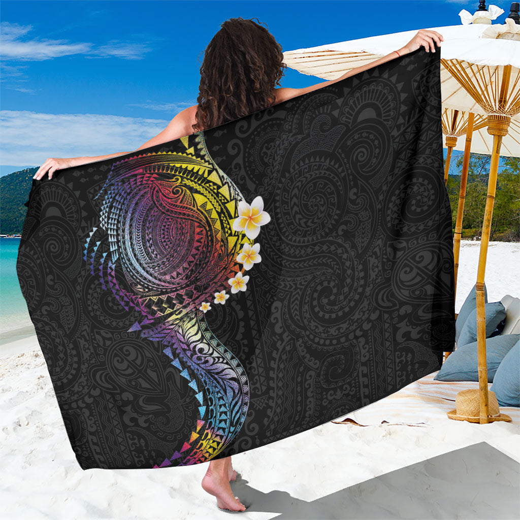 Hawaiian Tribal Tattoo and Plumeria Sarong Polynesian Pattern Rainbow