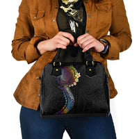 Hawaiian Tribal Tattoo and Plumeria Shoulder Handbag Polynesian Pattern Rainbow