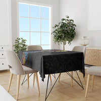 Hawaiian Tribal Tattoo and Plumeria Tablecloth Polynesian Pattern Rainbow