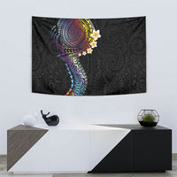 Hawaiian Tribal Tattoo and Plumeria Tapestry Polynesian Pattern Rainbow