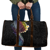 Hawaiian Tribal Tattoo and Plumeria Travel Bag Polynesian Pattern Rainbow