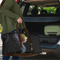 Hawaiian Tribal Tattoo and Plumeria Travel Bag Polynesian Pattern Rainbow