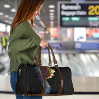 Hawaiian Tribal Tattoo and Plumeria Travel Bag Polynesian Pattern Rainbow
