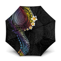 Hawaiian Tribal Tattoo and Plumeria Umbrella Polynesian Pattern Rainbow