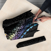Hawaiian Tribal Tattoo and Plumeria Umbrella Polynesian Pattern Rainbow