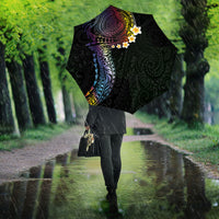 Hawaiian Tribal Tattoo and Plumeria Umbrella Polynesian Pattern Rainbow