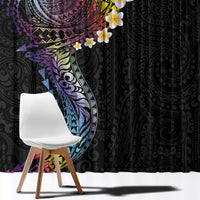 Hawaiian Tribal Tattoo and Plumeria Window Curtain Polynesian Pattern Rainbow