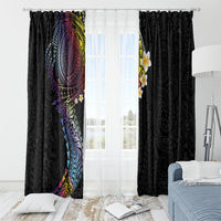 Hawaiian Tribal Tattoo and Plumeria Window Curtain Polynesian Pattern Rainbow