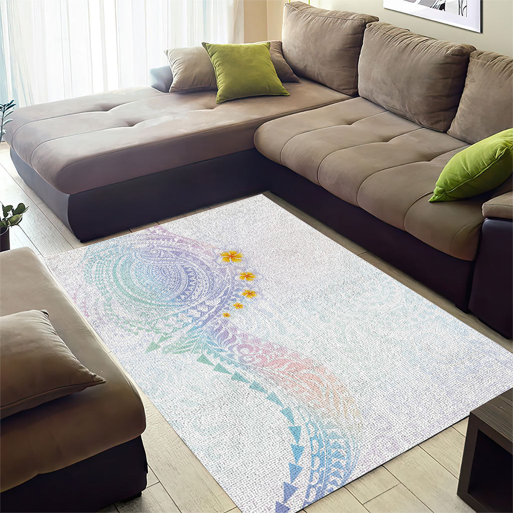 Hawaiian Tribal Tattoo and Plumeria Area Rug Polynesian Pattern Sweet