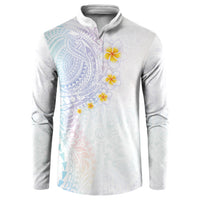 Hawaiian Tribal Tattoo and Plumeria Button Sweatshirt Polynesian Pattern Sweet