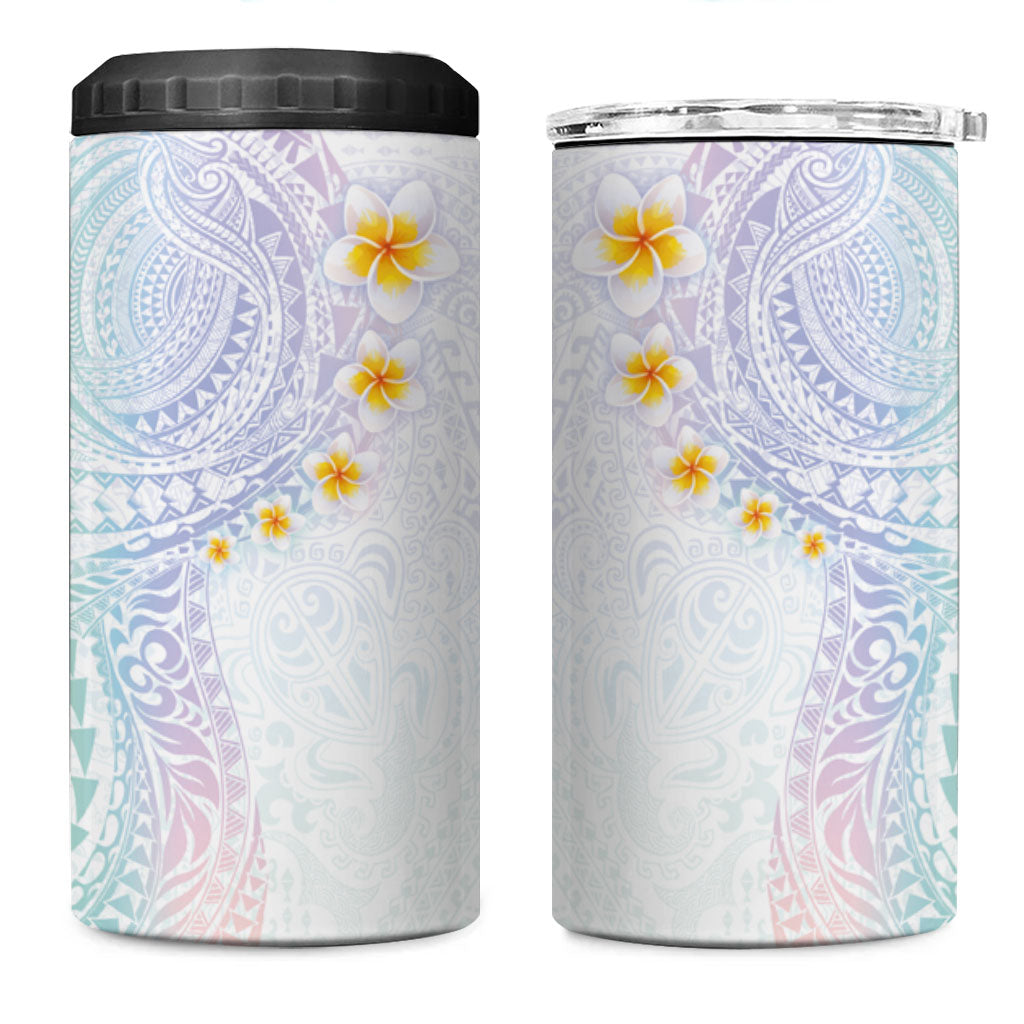Hawaiian Tribal Tattoo and Plumeria 4 in 1 Can Cooler Tumbler Polynesian Pattern Sweet