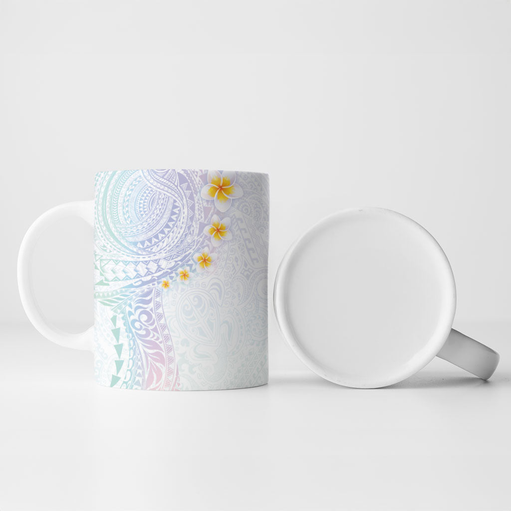 Hawaiian Tribal Tattoo and Plumeria Ceramic Mug Polynesian Pattern Sweet