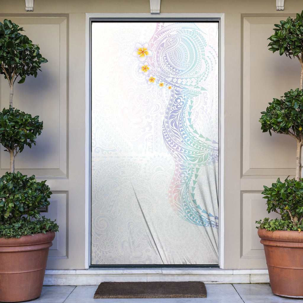 Hawaiian Tribal Tattoo and Plumeria Door Cover Polynesian Pattern Sweet