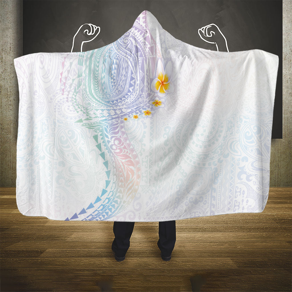 Hawaiian Tribal Tattoo and Plumeria Hooded Blanket Polynesian Pattern Sweet
