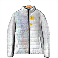Hawaiian Tribal Tattoo and Plumeria Padded Jacket Polynesian Pattern Sweet