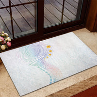 Hawaiian Tribal Tattoo and Plumeria Rubber Doormat Polynesian Pattern Sweet