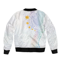 Hawaiian Tribal Tattoo and Plumeria Sleeve Zip Bomber Jacket Polynesian Pattern Sweet