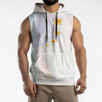 Hawaiian Tribal Tattoo and Plumeria Sleeveless Hoodie Polynesian Pattern Sweet