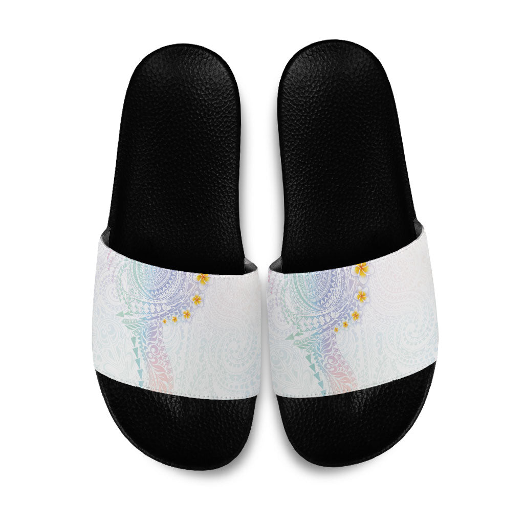 Hawaiian Tribal Tattoo and Plumeria Slide Sandals Polynesian Pattern Sweet
