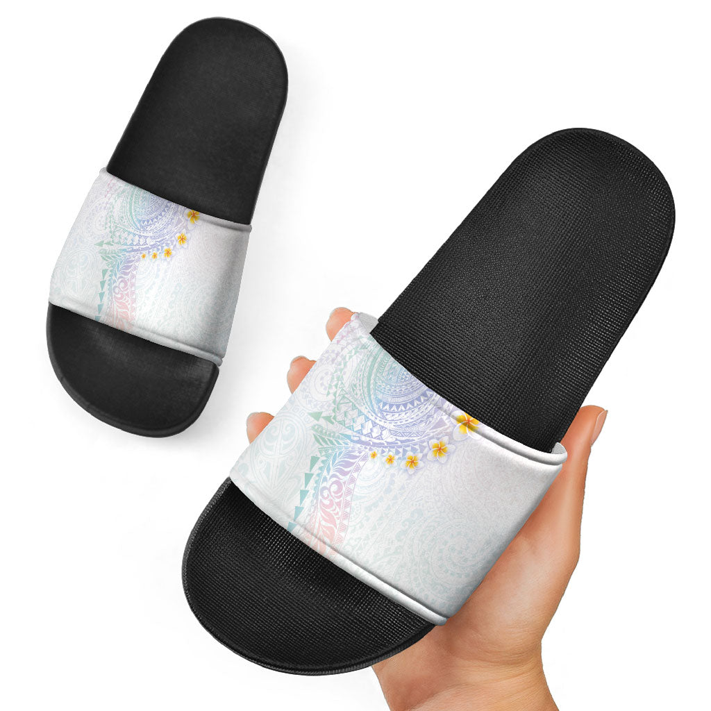 Hawaiian Tribal Tattoo and Plumeria Slide Sandals Polynesian Pattern Sweet