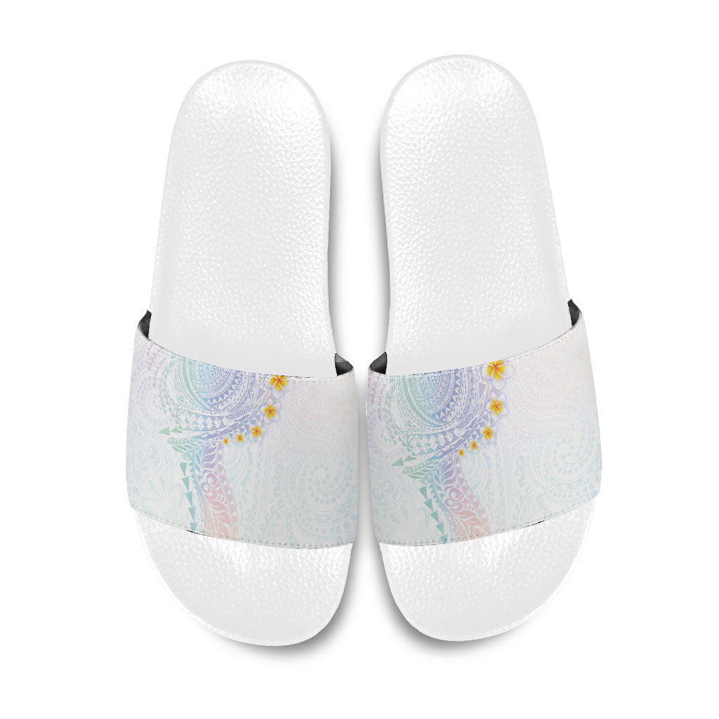 Hawaiian Tribal Tattoo and Plumeria Slide Sandals Polynesian Pattern Sweet
