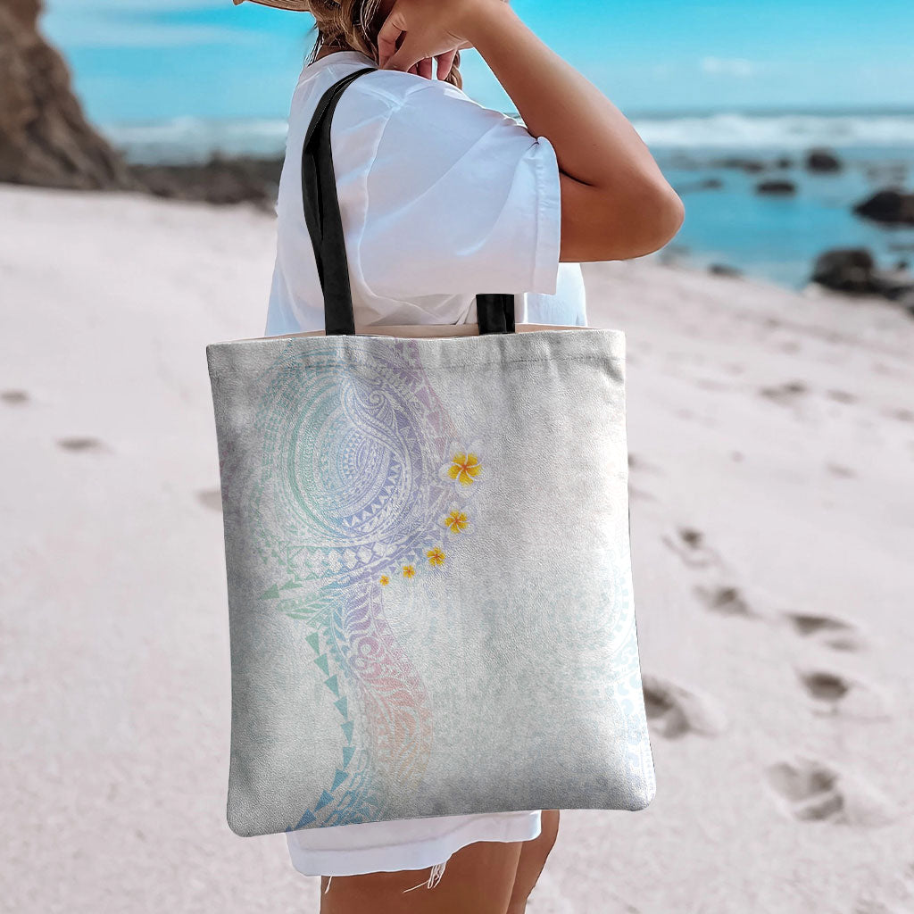 Hawaiian Tribal Tattoo and Plumeria Tote Bag Polynesian Pattern Sweet