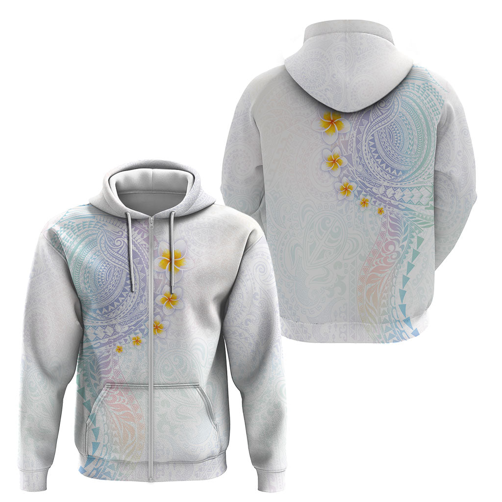 Hawaiian Tribal Tattoo and Plumeria Zip Hoodie Polynesian Pattern Sweet