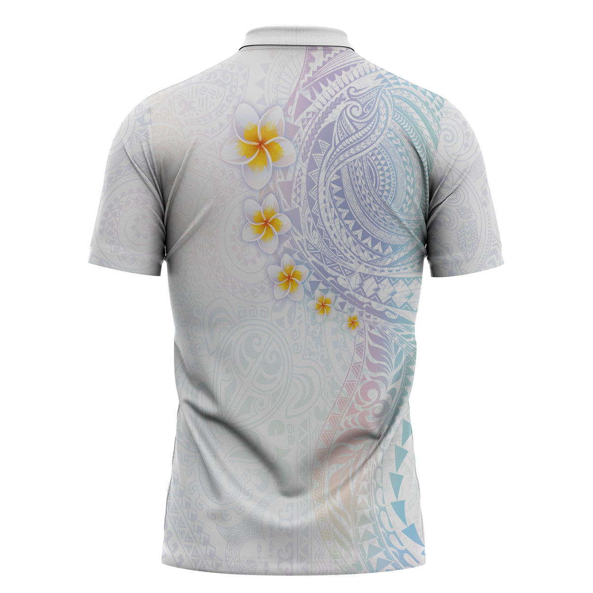 Hawaiian Tribal Tattoo and Plumeria Zipper Polo Shirt Polynesian Pattern Sweet