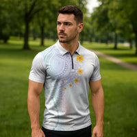 Hawaiian Tribal Tattoo and Plumeria Zipper Polo Shirt Polynesian Pattern Sweet