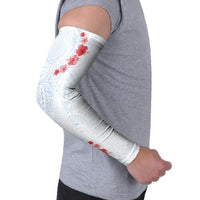 Hawaiian Tribal Tattoo and Hibiscus Arm Sleeves Polynesian Pattern Airy White Blue Cloud