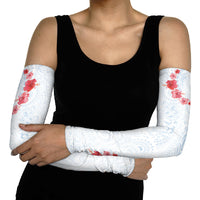 Hawaiian Tribal Tattoo and Hibiscus Arm Sleeves Polynesian Pattern Airy White Blue Cloud