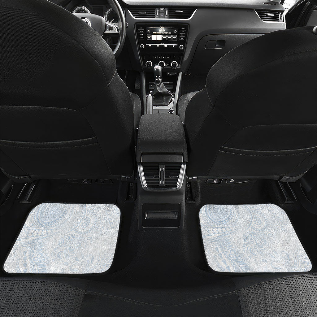 Hawaiian Tribal Tattoo and Hibiscus Car Mats Polynesian Pattern Airy White Blue Cloud