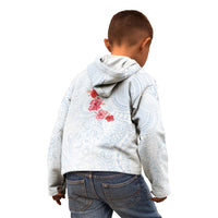 Hawaiian Tribal Tattoo and Hibiscus Kid Hoodie Polynesian Pattern Airy White Blue Cloud