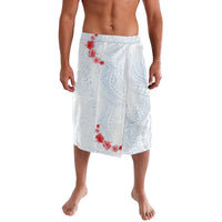 Hawaiian Tribal Tattoo and Hibiscus Lavalava Polynesian Pattern Airy White Blue Cloud
