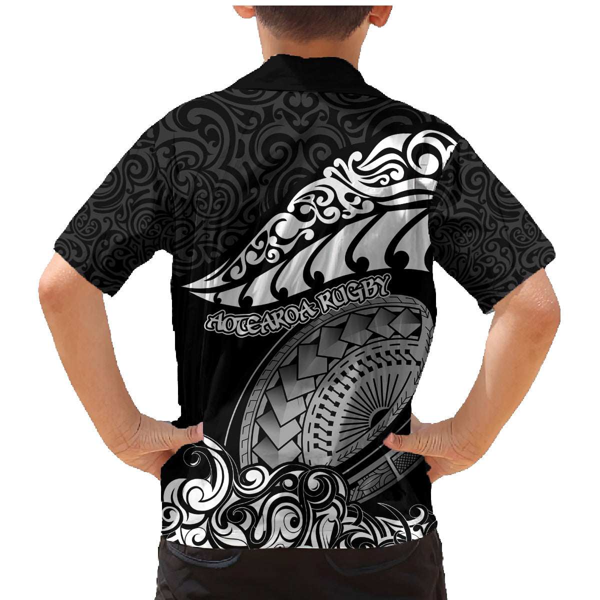 New Zealand Rugby Family Matching Mermaid Dress and Hawaiian Shirt Maori Warrior Rugby Silver Fern Tribal Pattern LT03 - Polynesian Pride