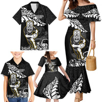 New Zealand Rugby Family Matching Mermaid Dress and Hawaiian Shirt Maori Warrior Rugby Silver Fern Tribal Pattern LT03 - Polynesian Pride