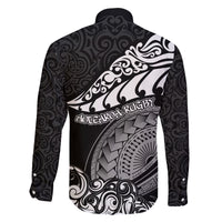 New Zealand Rugby Family Matching Off Shoulder Short Dress and Hawaiian Shirt Maori Warrior Rugby Silver Fern Tribal Pattern LT03 - Polynesian Pride