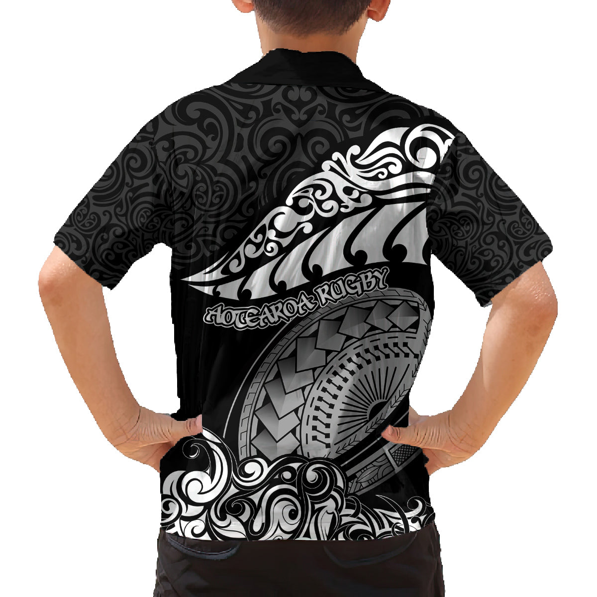 New Zealand Rugby Family Matching Summer Maxi Dress and Hawaiian Shirt Maori Warrior Rugby Silver Fern Tribal Pattern LT03 - Polynesian Pride