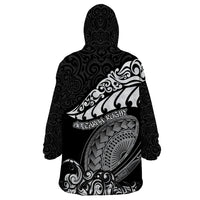 New Zealand Rugby Wearable Blanket Hoodie Maori Warrior Rugby Silver Fern Tribal Pattern LT03 - Polynesian Pride