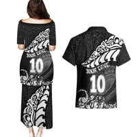 Custom New Zealand Rugby Couples Matching Puletasi Dress and Hawaiian Shirt Maori Warrior Rugby Silver Fern Tribal Pattern LT03 - Polynesian Pride