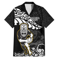 Custom New Zealand Rugby Family Matching Mermaid Dress and Hawaiian Shirt Maori Warrior Rugby Silver Fern Tribal Pattern LT03 Dad's Shirt - Short Sleeve Black - Polynesian Pride