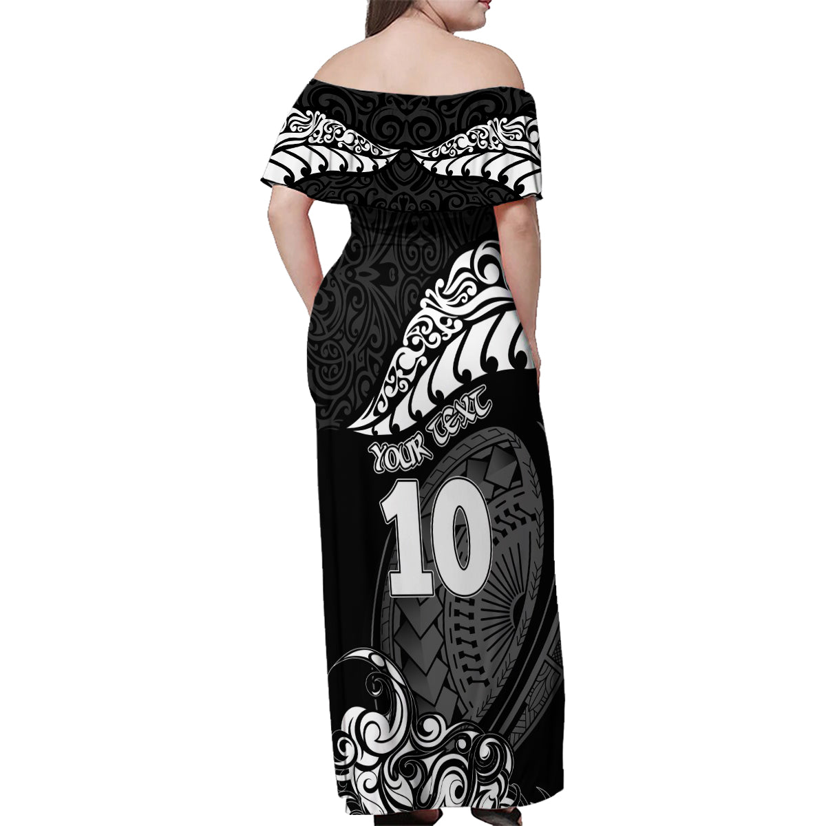 Custom New Zealand Rugby Family Matching Off Shoulder Maxi Dress and Hawaiian Shirt Maori Warrior Rugby Silver Fern Tribal Pattern LT03 - Polynesian Pride