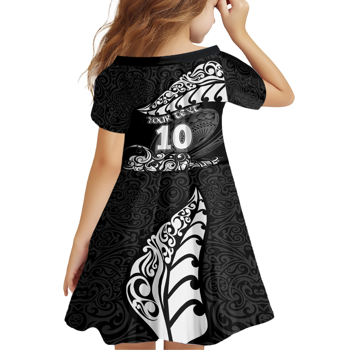 Custom New Zealand Rugby Family Matching Short Sleeve Bodycon Dress and Hawaiian Shirt Maori Warrior Rugby Silver Fern Tribal Pattern LT03 - Polynesian Pride