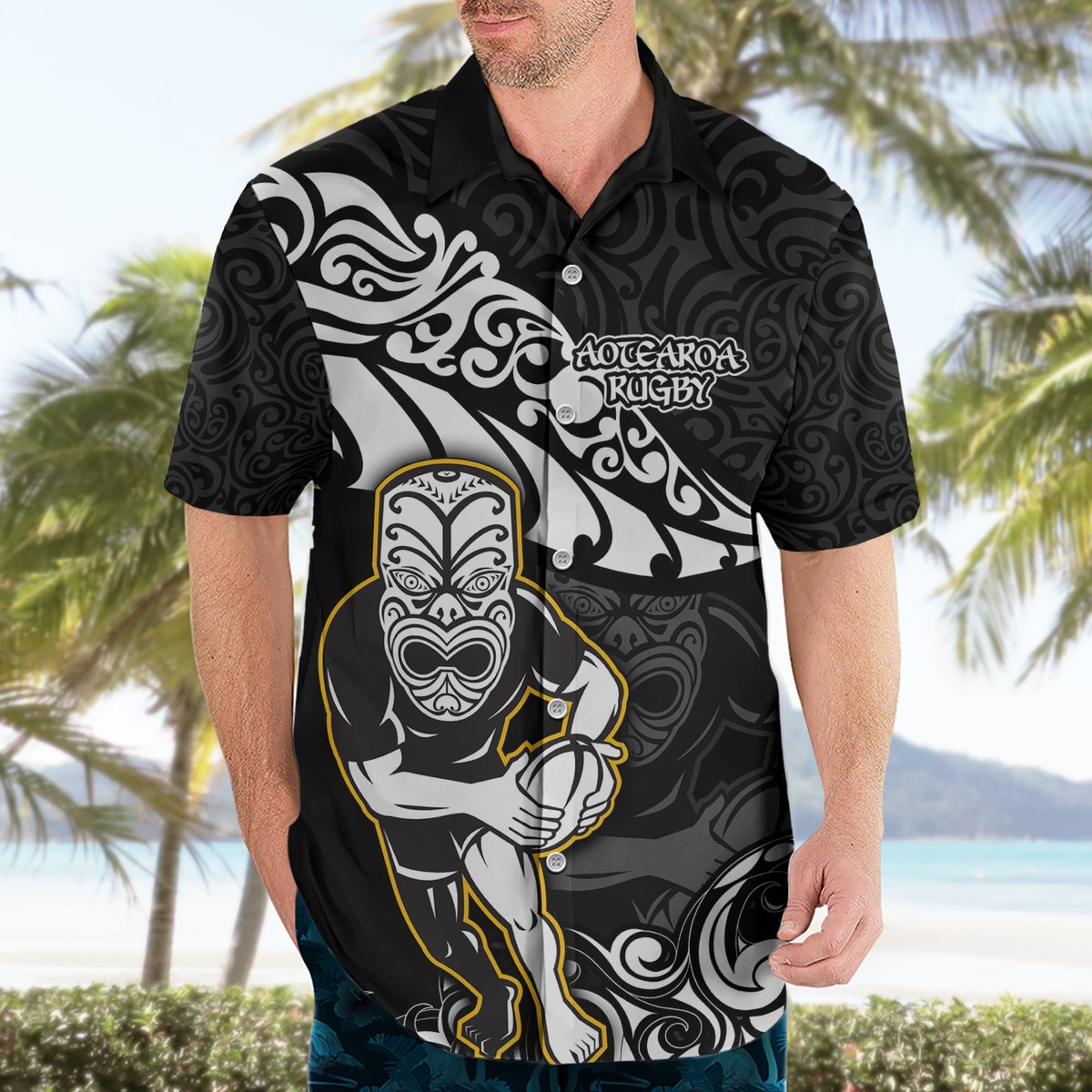 Custom New Zealand Rugby Hawaiian Shirt Maori Warrior Rugby Silver Fern Tribal Pattern LT03 - Polynesian Pride