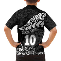 Custom New Zealand Rugby Kid Hawaiian Shirt Maori Warrior Rugby Silver Fern Tribal Pattern LT03 - Polynesian Pride