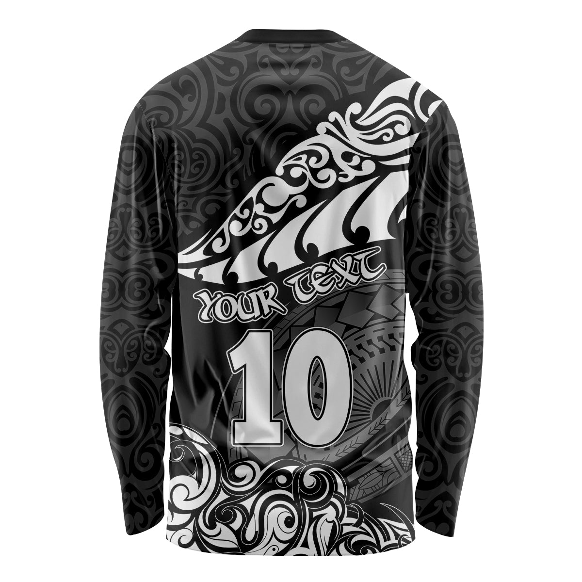Custom New Zealand Rugby Long Sleeve Shirt Maori Warrior Rugby Silver Fern Tribal Pattern LT03 - Polynesian Pride