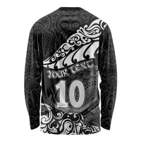 Custom New Zealand Rugby Long Sleeve Shirt Maori Warrior Rugby Silver Fern Tribal Pattern LT03 - Polynesian Pride