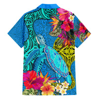 Polynesian Family Matching Summer Maxi Dress and Hawaiian Shirt The Turtle Jung Flower with Maori Pattern Ethnic Style LT03 - Polynesian Pride
