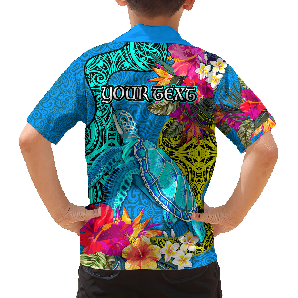 Custom Polynesian Family Matching Off Shoulder Long Sleeve Dress and Hawaiian Shirt The Turtle Jung Flower with Maori Pattern Ethnic Style LT03 - Polynesian Pride