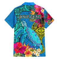 Custom Polynesian Family Matching Summer Maxi Dress and Hawaiian Shirt The Turtle Jung Flower with Maori Pattern Ethnic Style LT03 - Polynesian Pride